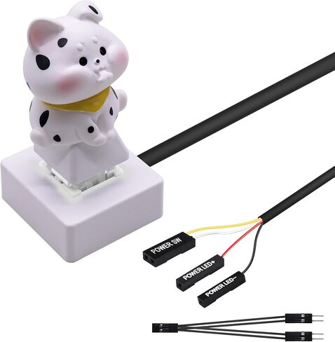 External PC Power Button, Cute Animal Keycap Desktop Power Switch LED, Power Supply Button SW Extension for PC Motherboard (Kitty) in Saudi Arabia