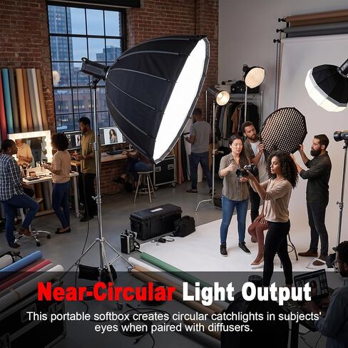 Luocute 90cm Umbrella Softbox، قابلة للطي بلمسة واحدة، صناديق إضاءة ناعمة مع شبكة وموزعات لإضاءة التصوير الفوتوغرافي في الاستوديو in Kuwait