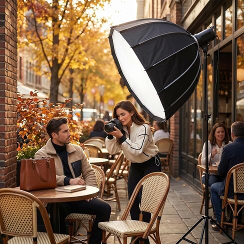 Luocute 90cm Umbrella Softbox، قابلة للطي بلمسة واحدة، صناديق إضاءة ناعمة مع شبكة وموزعات لإضاءة التصوير الفوتوغرافي في الاستوديو in Kuwait