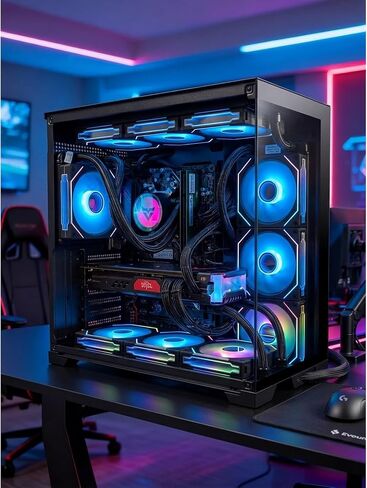 Gaming PC Desktop Liquid Cooling,Ryzen 5 3500X,GTX 750 Graphics,16GB DDR4, 512GB NVME SSD,1TB HDD, WIFI6 & BT5.4, 650W PSU, Windows 11,Gaming PC Tower,RGB Keyboard & Mouse in Saudi Arabia