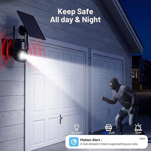 4G LTE Cellular Solar Security Camera Wireless Outdoor, No WiFi Needed Camera, PIR Motion Sensor, 2K HD Color Night Vision, Remote Access, 2-Way Audio, Pan and Tilt in Saudi Arabia