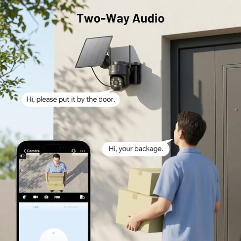 4G LTE Cellular Solar Security Camera Wireless Outdoor, No WiFi Needed Camera, PIR Motion Sensor, 2K HD Color Night Vision, Remote Access, 2-Way Audio, Pan and Tilt in Saudi Arabia