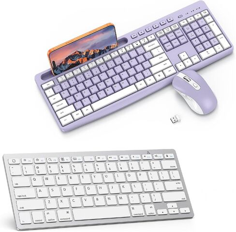 OMOTON Wireless Purple Keyboard and Mouse Combo for Windows & Bluetooth Keyboard for iPad Devices in Kuwait