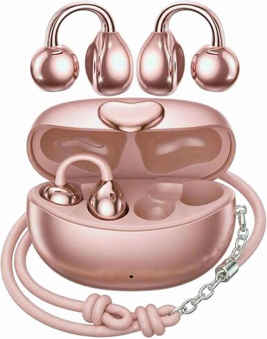Clip-On Earbuds Bluetooth 6.0 Open Ear Headphones, 6H Playtime Wireless Ear Buds for Women Small Ears, Lightweight Clip for Glasses & Running, IPX7 Waterproof,Pink in Saudi Arabia