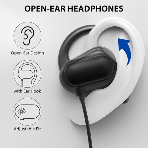 ASKUBSKU Open Ear Headphones Wired for Laptop PC, 3.5mm Earphones with Mic in Saudi Arabia