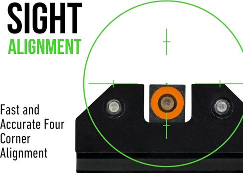 XS Sights R3D Tritium Night Sight برتقالي في ارتفاع القامع لـ Glock 42 و43 و43x و48 Gen 1-6، يتوهج أمامي وخلفي في التريتيوم الداكن للتطبيقات التكتيكية in Kuwait