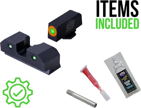 XS Sights R3D Tritium Night Sight برتقالي في ارتفاع القامع لـ Glock 42 و43 و43x و48 Gen 1-6، يتوهج أمامي وخلفي في التريتيوم الداكن للتطبيقات التكتيكية in Kuwait