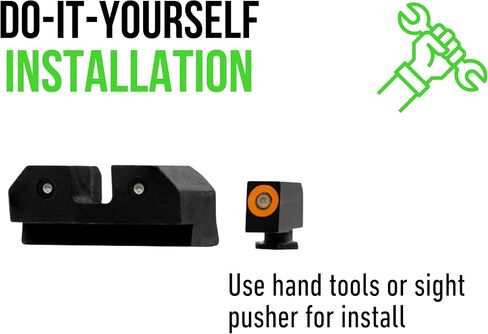 XS Sights R3D Tritium Night Sight برتقالي في ارتفاع القامع لـ Glock 42 و43 و43x و48 Gen 1-6، يتوهج أمامي وخلفي في التريتيوم الداكن للتطبيقات التكتيكية in Kuwait