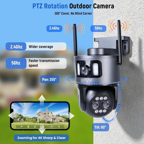 4K Security Camera Outdoor 10x Optical Zoom PTZ Dual Lens 2.4G/5G WiFi in Saudi Arabia