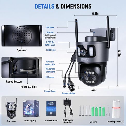 4K Security Camera Outdoor 10x Optical Zoom PTZ Dual Lens 2.4G/5G WiFi in Saudi Arabia