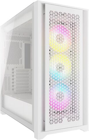 Velztorm 5000D Airflow Mid-Tower Case, 3 RGB Fans Lighting Controller, High-Airflow Design, RapidRoute Cable Management - White in Saudi Arabia