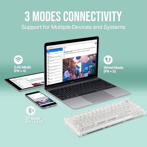 KiiBoom Phantom 81 V3 75% Upgraded Crystal Gasket Mechanical Keyboard with Acrylic Transparent Keyboard Dust Cover in Kuwait