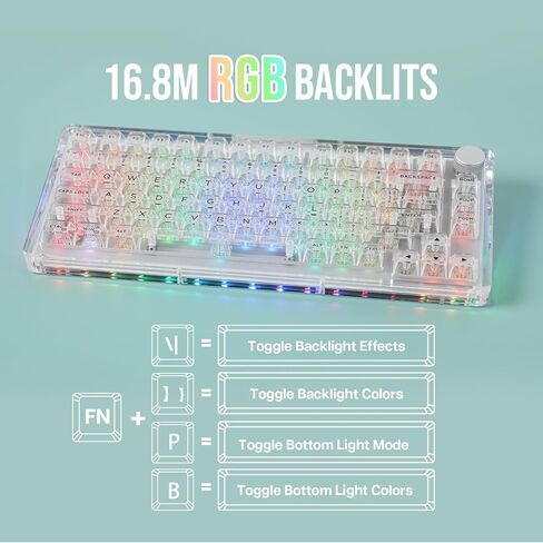 KiiBoom Phantom 81 V3 75% Upgraded Crystal Gasket Mechanical Keyboard with Acrylic Transparent Keyboard Dust Cover in Kuwait