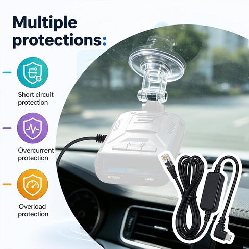 RJ11 to USB-C Power Cord for Radar Detector Cable for Escort Passport in Saudi Arabia