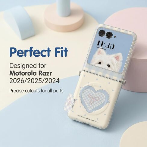for Motorola Razr 2026/2025/2024 Case with Cute Bow Wristband Blue in Saudi Arabia