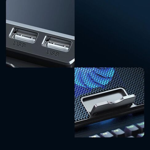 Gaming Laptop Cooler Notebook Cooling Pad 6 Silent LED Powerful Air Flows Adjustable Laptop Stand 2 USB Interface Portable Cooling Fan Metal Mesh Cooler Quiet Pad Fan for in Saudi Arabia