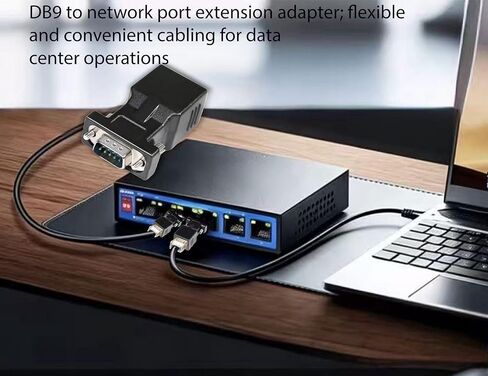 DB9 Male to RJ45 Female Serial Adapter, Ethernet Converter Compatible with Standard 9-pin RS-232 Devices in Saudi Arabia