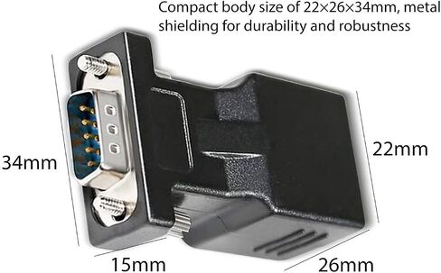 DB9 Male to RJ45 Female Serial Adapter, Ethernet Converter Compatible with Standard 9-pin RS-232 Devices in Saudi Arabia