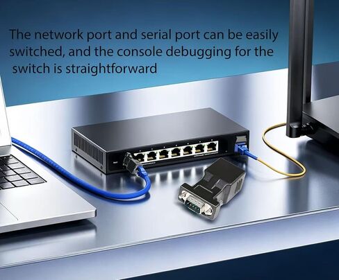 DB9 Male to RJ45 Female Serial Adapter, Ethernet Converter Compatible with Standard 9-pin RS-232 Devices in Saudi Arabia