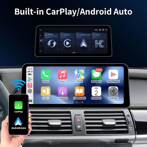 12.3Inch Wireless CarPlay/Android Auto Touchscreen for BMW X5/X6 Series E70/E71 (2009-2013) with CIC System, Car Radio Receiver, Bluetooth, Car Stereo in Kuwait