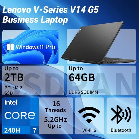 Lenovo V14 Business Laptop,Core 7 240H,Customized 16/64GB RAM,512GB/2TB SSD in Kuwait
