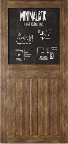 Dark Walnut 50x84 in. Sliding Barn Door, Half Chalkboard Design,Assembly Required, Finished Barn Door Only, Interior Use in Kuwait