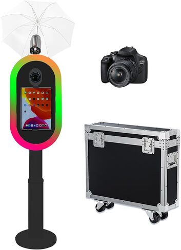 Photo Booth Machine Compatible iPad Photo Booth Selfie for (10.2-13inch) RGB Light and Flash Light Floor Stand with Flight Case for Wedding Party Birthday (White, Photo Booth Machine) in Saudi Arabia