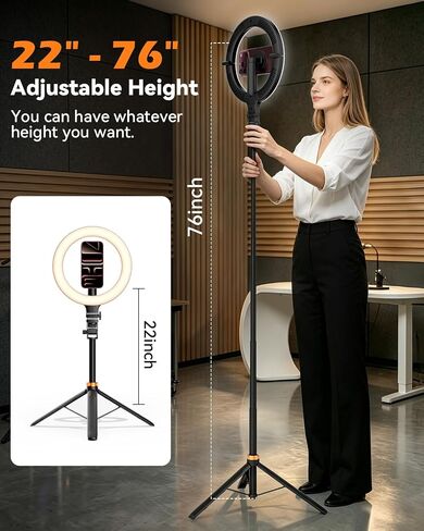 CloudValley 76" Phone Tripod with Light, 10" Ring Light with Stand in Saudi Arabia