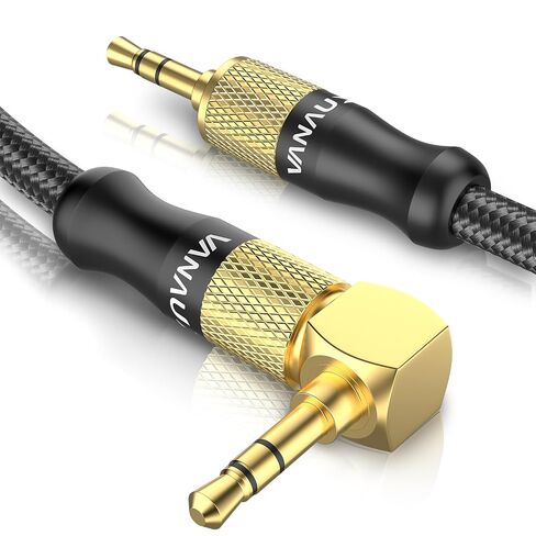 Aux Cable for Car， VANAUX 90 Degree Right Angle Auxiliary Cable Stereo Aux Jack to Jack Cord Compatible for Mp3 Player, Car Stereos, Smartphone, Speakers, Headphone and More(5ft/1.5m) in Saudi Arabia