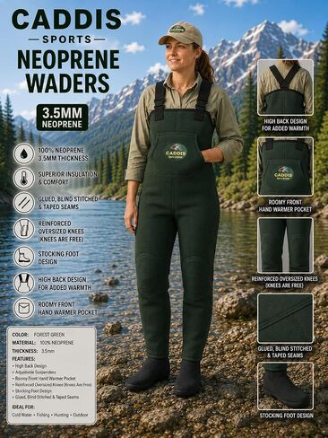 CADDIS Women's Neoprene Stockingfoot Waders - Forest Green in Saudi Arabia