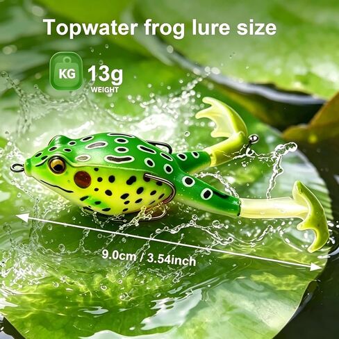 5PCS Topwater Prop Frog Lures Kit, Hollow Body Soft Fishing Frogs with Weedless Hooks, Floating Bass Lures with Tackle Box for Largemouth Bass, Pike, Snakehead Freshwater Saltwater Fishing in Kuwait
