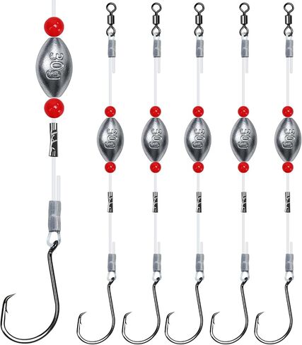 Sliding Sinker Rig, Fish Finder Rig Carolina Rig with Egg Sinker Weight 1/2/4oz, Mono Line and Circle Hook for Grouper Snapper Drum Striped Bass in Kuwait
