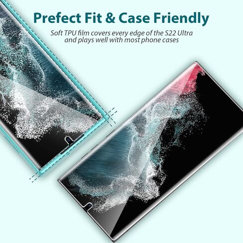 EGV [3 Pack] Screen Protector for Samsung Galaxy S22 Ultra 5G, 3D Curved Full Coverage Soft TPU Film [Support Fingerprint Reader] Scratch-proof [Alignment Tool] S22 Ultra Screen Protector Transparent in Saudi Arabia