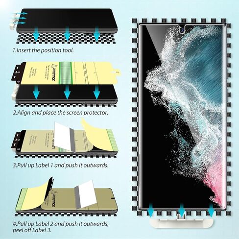 EGV [3 Pack] Screen Protector for Samsung Galaxy S22 Ultra 5G, 3D Curved Full Coverage Soft TPU Film [Support Fingerprint Reader] Scratch-proof [Alignment Tool] S22 Ultra Screen Protector Transparent in Saudi Arabia
