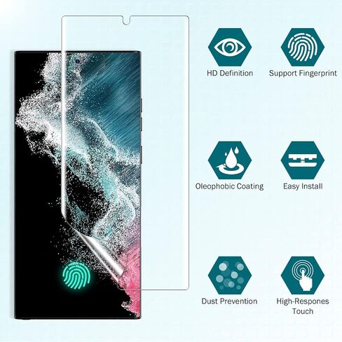 EGV [3 Pack] Screen Protector for Samsung Galaxy S22 Ultra 5G, 3D Curved Full Coverage Soft TPU Film [Support Fingerprint Reader] Scratch-proof [Alignment Tool] S22 Ultra Screen Protector Transparent in Saudi Arabia