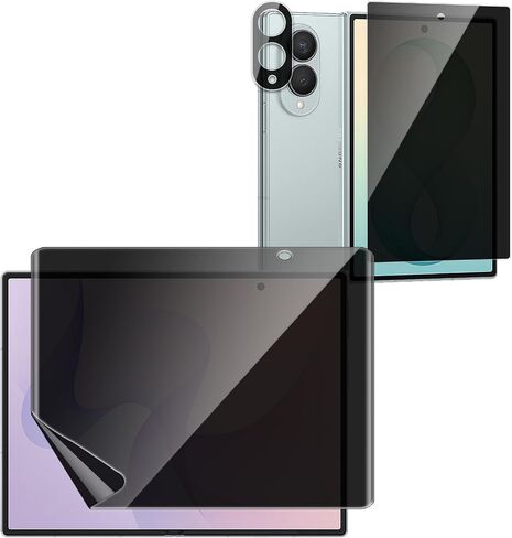 Privacy Screen Protector for Samsung Galaxy Z Fold 8, [1 Set] Anti-Spy TPU Inner Film + Tempered Glass Back Film + Camera Lens Protector, Case Friendly in Saudi Arabia