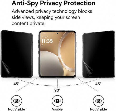 Privacy Screen Protector for Samsung Galaxy Z Fold 8, [1 Set] Anti-Spy TPU Inner Film + Tempered Glass Back Film + Camera Lens Protector, Case Friendly in Saudi Arabia