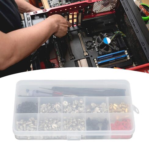 Stainless Steel Computer Screw Assortment Kit Motherboard Standoffs Screws with Screwdriver Washer Cleaning Brush for DIY PC Installation and Repair in Saudi Arabia
