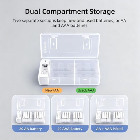 20 AA AAA Battery Storage Organizer Box Container with Tester in Saudi Arabia