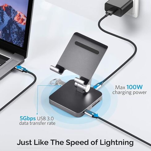 Classic 7-in-1 USB C Hub Stand for MacBook Pro & iPad Pro - 100W PD Charging, 4K HDMI, 2 USB 3.0 Ports, SD/TF Reader, Foldable Docking Station in Saudi Arabia