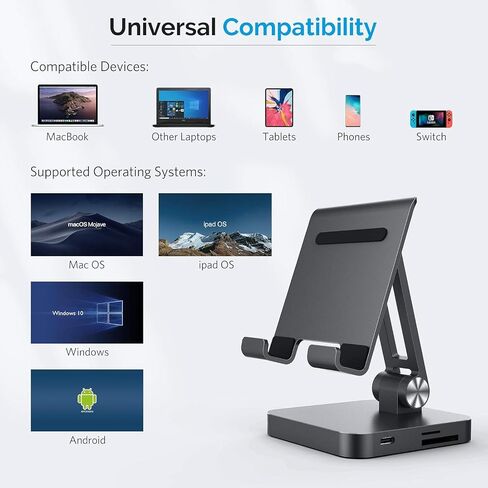 Classic 7-in-1 USB C Hub Stand for MacBook Pro & iPad Pro - 100W PD Charging, 4K HDMI, 2 USB 3.0 Ports, SD/TF Reader, Foldable Docking Station in Saudi Arabia