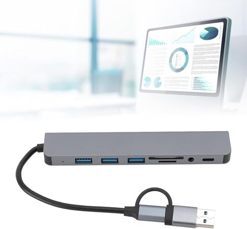8 in 1 USB to USB C Adapter, USB Extension Cable Multifunctional Card Reader USB 3.0 Docking Station for Phone Tablet in Saudi Arabia