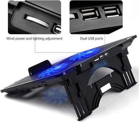 LED Gaming Laptop Cooling Pad Laptop Cooling Stand External Fan with 2 USB Port for Fan Coolers Stand in Saudi Arabia