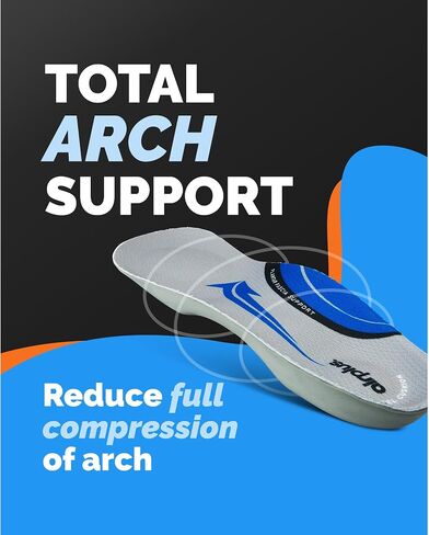 نعل داخلي حذاء Airplus لالتهاب اللفافة الأخمصية بطول 3/4 - غلاف إسفنجي وكعب جل - كوب عميق للكعب، دعم قوس القدم بالكامل - توسيد ناعم وثبات - معتمد من APMA - يناسب معظم الأحذية والأحذية الطويلة - للجنسين in Saudi Arabia