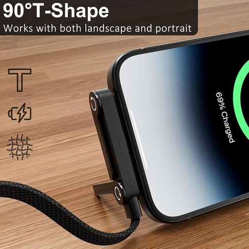 USB C to Lightning Cable with Stand 2 Pack, MFi Certified 30W PD Fast iPhone Charging Cable with Stand, 90 Degree T-Shaped 2 in 1 Flat Braided Charging iPhone Charger for iPhone 14-5, ipad in Kuwait