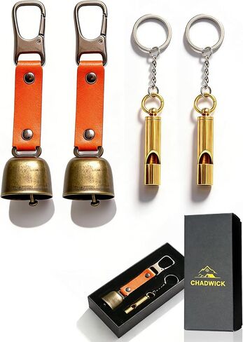 CHADWICK Bear Bell with Magnetic Silencer & Brass Whistle,1 or 2 Pack in Elegant Gift Box, Ideal Gift for Hikers, Campers, and Outdoor Enthusiasts in Kuwait