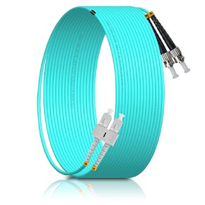 XWYWX 5M/16.5FT LC/UPC to ST/UPC MM OM3 DX LSZH 3.0mm Indoor Fiber Optic Patch Cord, LC to ST Multimode 50/125μm Duplex LC-ST Optical Fiber Jumper Cable-XLUTU321-5