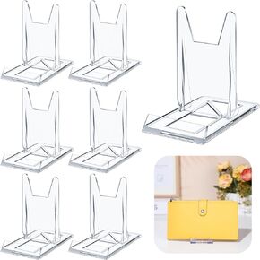6 Packs Adjustable Purse Display Stand Clear Acrylic Handbag Stand Holder for Plate Purses Pictures Trading Cards Sports, Card Easels for Display Party Weddings Home Decoration Birthdays