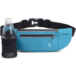 Peicees Fanny Pack with Water Bottle Holder Waist Bag for Men Women Water Resistant Lightweight Reflective Adjustable Running Belt Headphone Bag Travel Pocket for Outdoor Camping Fitness Hiking