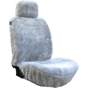 Genuine Sheepskin Furry Fuzzy Fluffy Seat Covers for Car Fur Shearling Car Accessories (56 by 23 Inches, Black) in Saudi Arabia